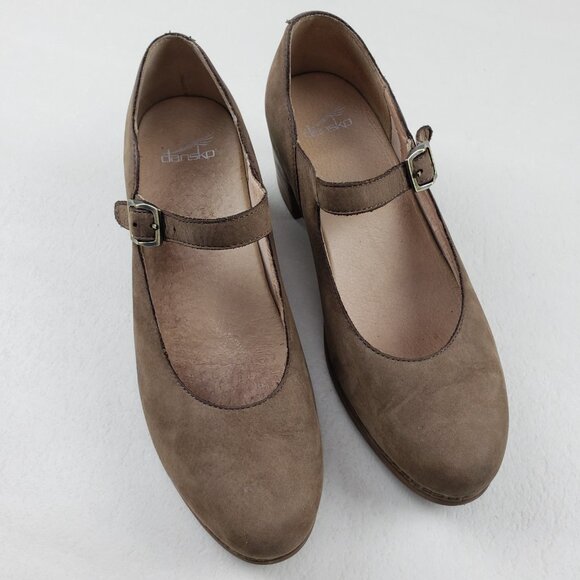 Dansko Harlo Mary Jane Heel Womens 11.5-12 42 EU Brown Suede Buckle Chunky Pump - Picture 2 of 14